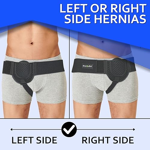 Miniatura 3 de EverRelief Cinturones de hernia para hombres, cinturón de soporte de hernia del lado izquierdo o derecho, perfecto para alivio preo o posterior a la
