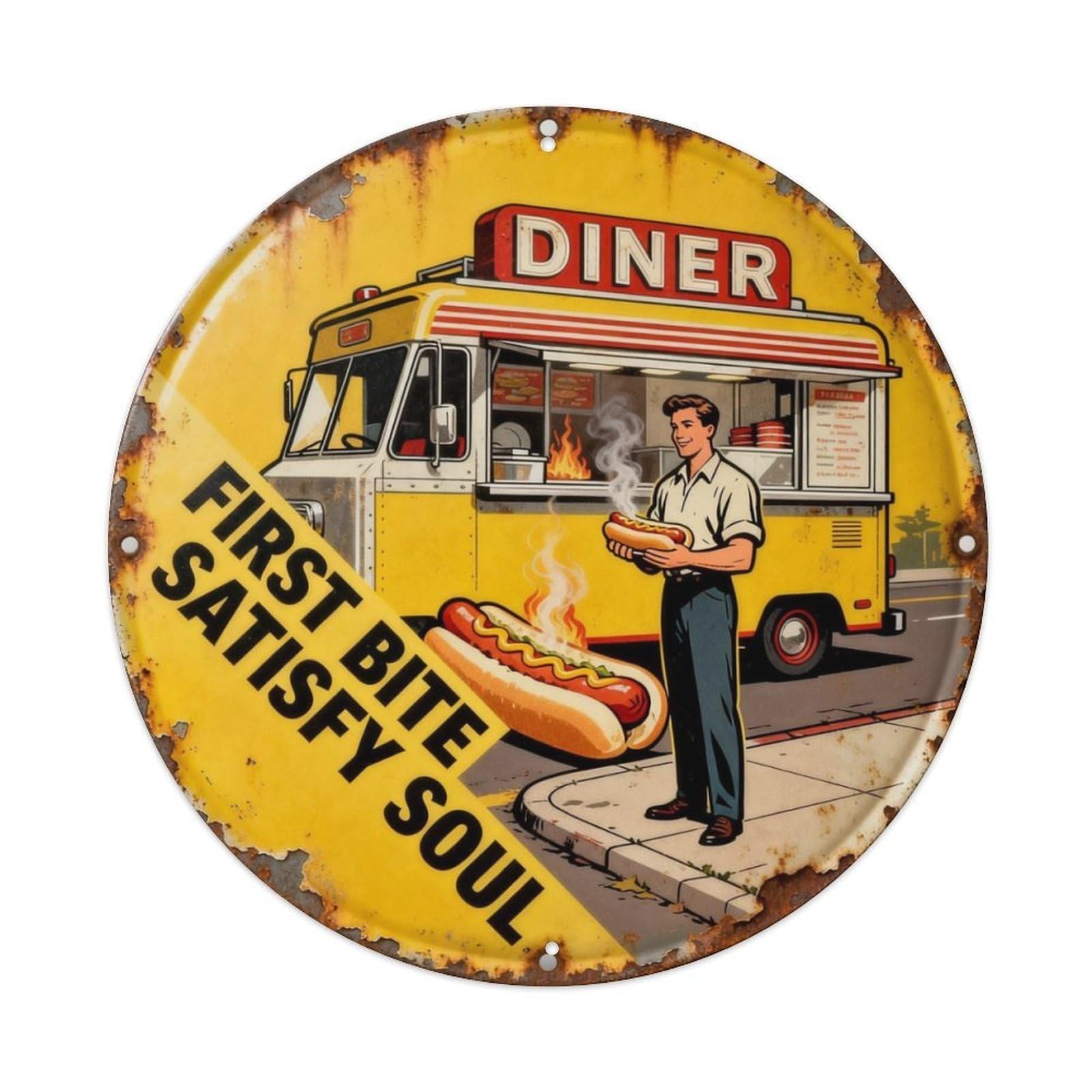 First Bite Satisfy Soul Metal Tin Sign Plaque