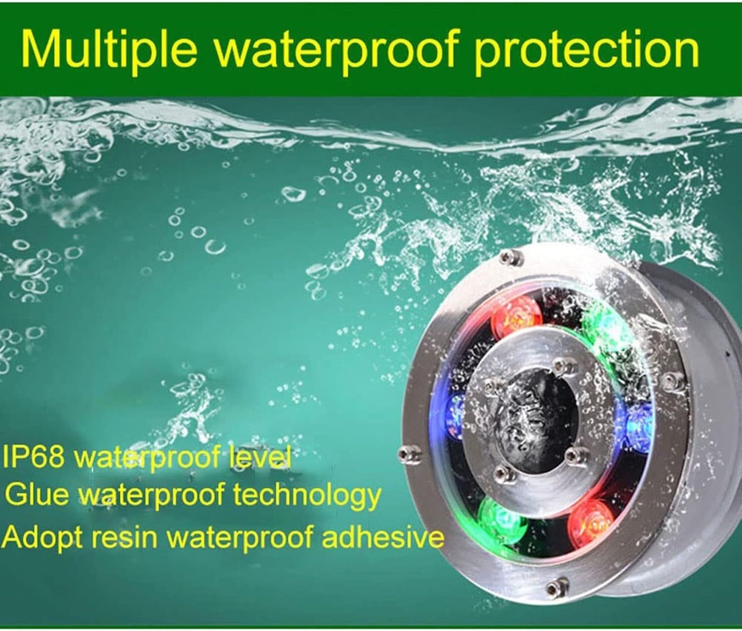 LED U-Bahn-Licht Tauch-LED-Brunnen-Licht, LED-Ring Unterwasser-Brunnen Licht, wasserdicht Landschaftseinstrahlung mit mittleren Löchern für Garten, Rasen, Draussen(Rgb+remote,18W(12V))