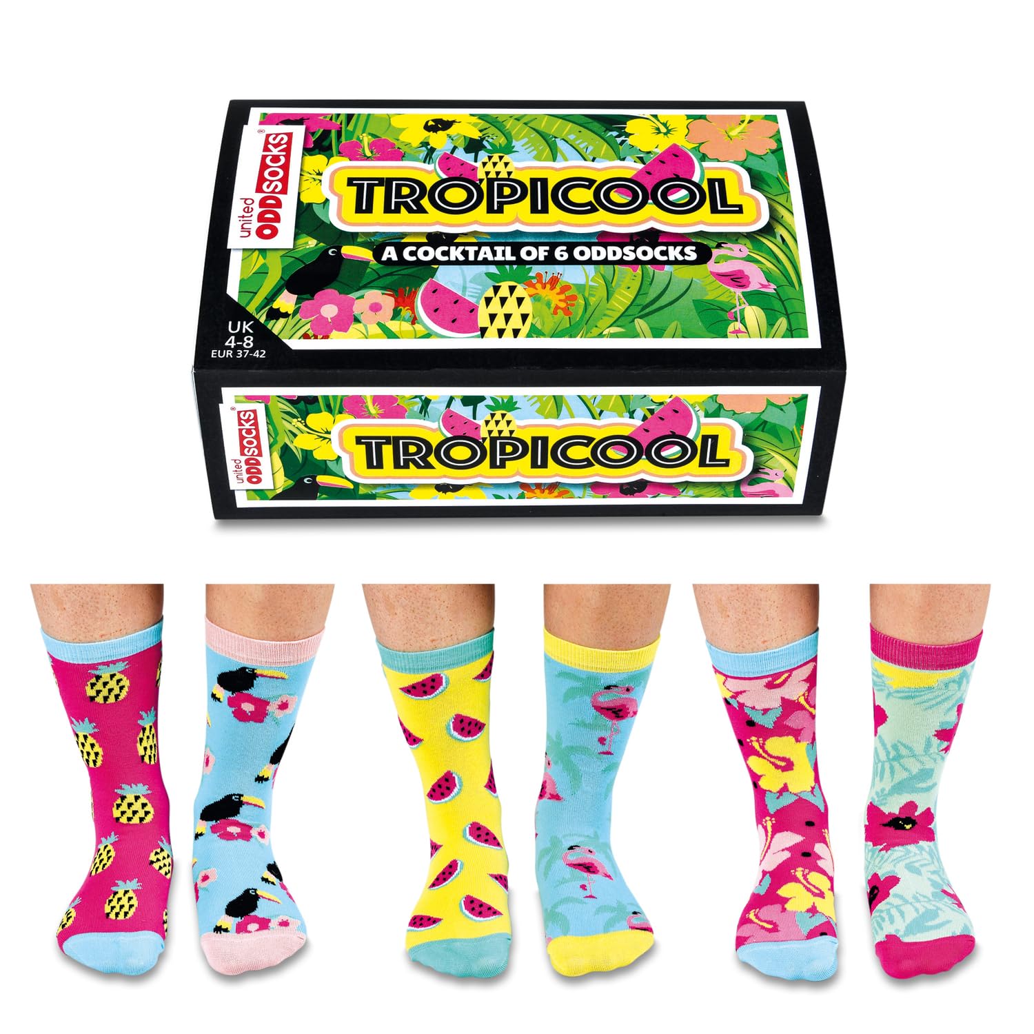 United Oddsocks Tropicool socks, 6 different socks for women, sizes: 37-42