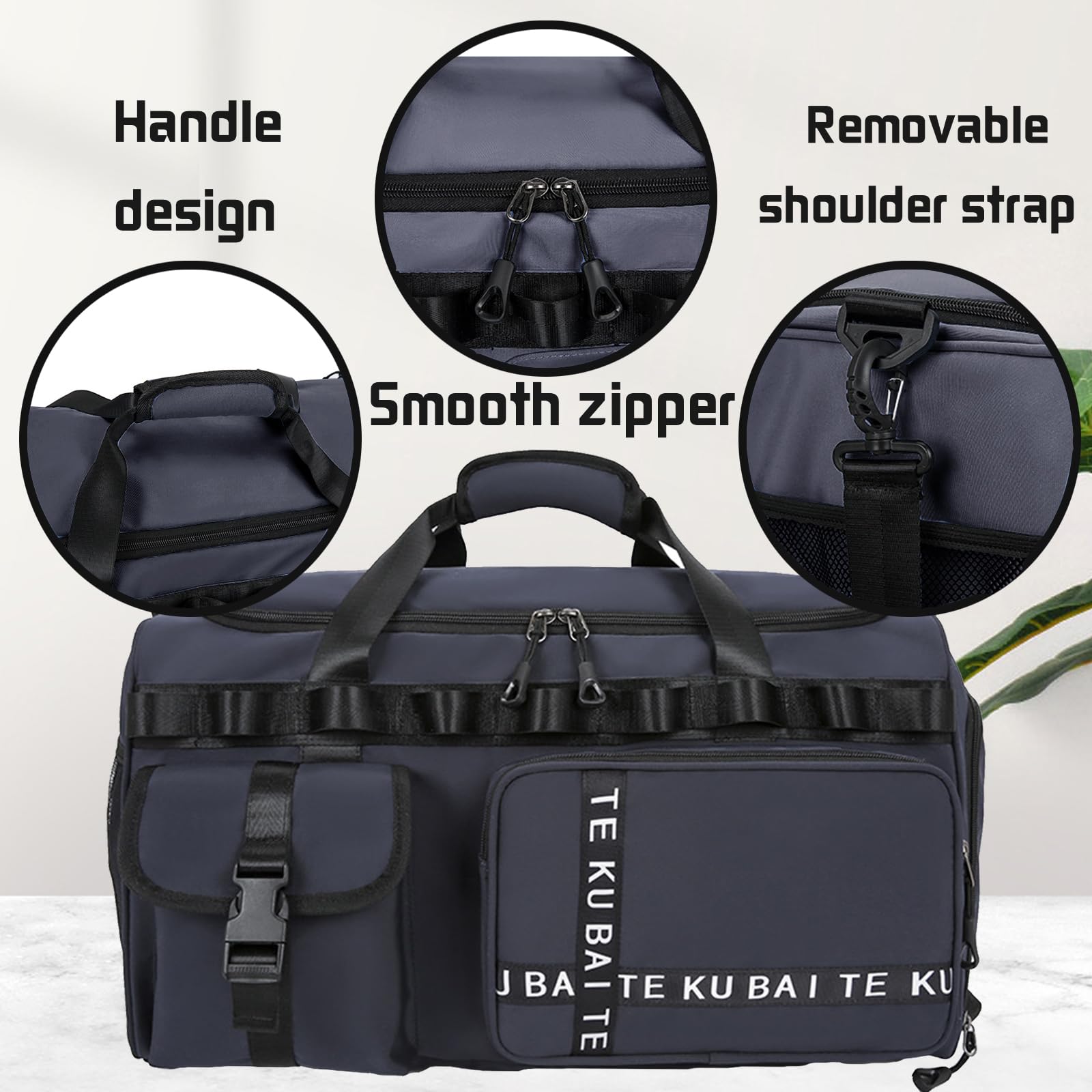 Borsone da Viaggio da Uomo e Donna, 65L Borsa Sportiva Grande con Scomparto per Scarpe, Scomparto Umido, Impermeabile, Borsa da Nuoto, per Notte Weekender