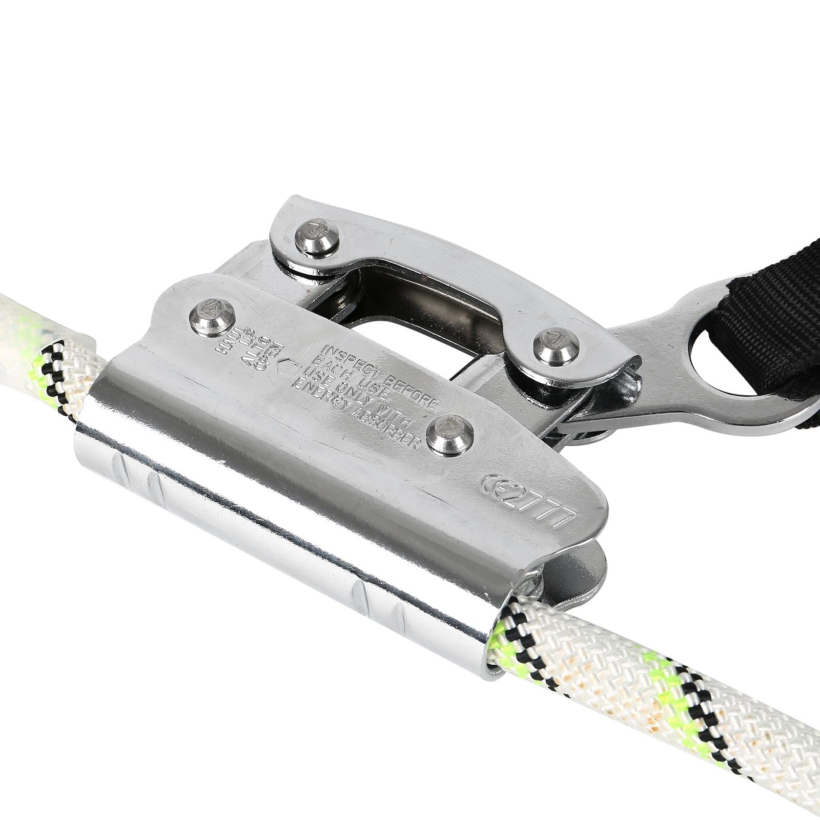 MENAYODA Safety - Dispositivo de recogida con cable de 12 mm, 10 m, con amortiguador de banda, PSA, dispositivo de seguridad de altura