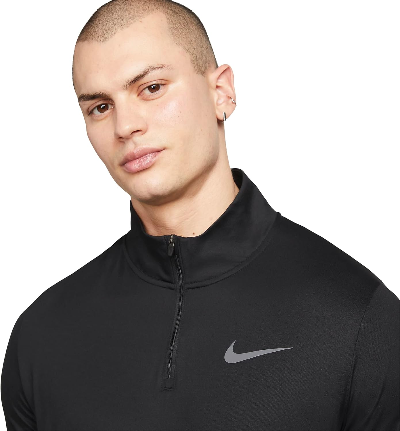 Vista 3 de Nike Pro Dri-FIT - Camiseta de entrenamiento Hyper Dry con cremallera de 14 para hombre, Negro