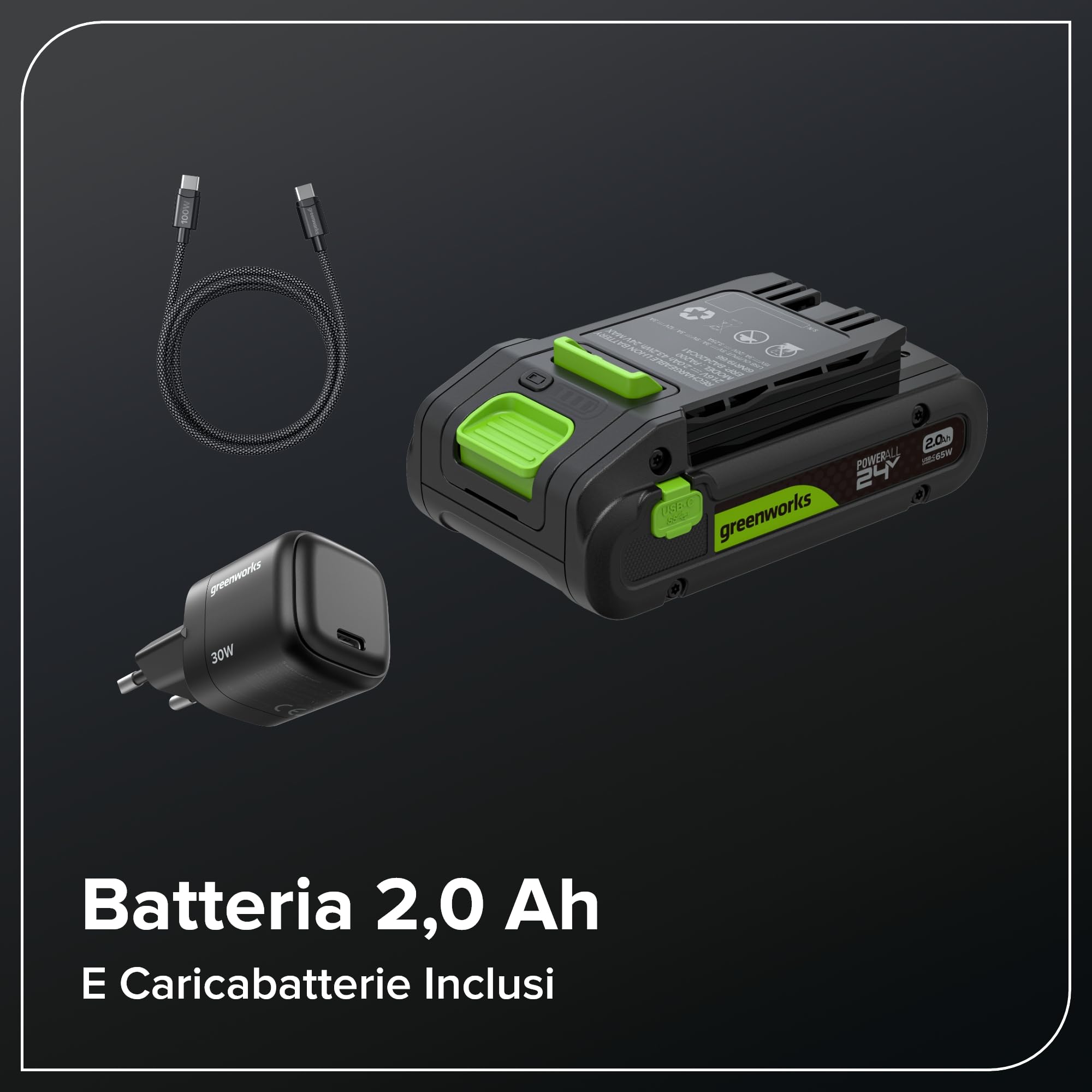 Greenworks Cortasetos a batería 24V 56 cm con batería incluida, Motor brushless, Cuchilla Doble acción 28 mm, Hedge Sweeper, Cargador HT2202A1