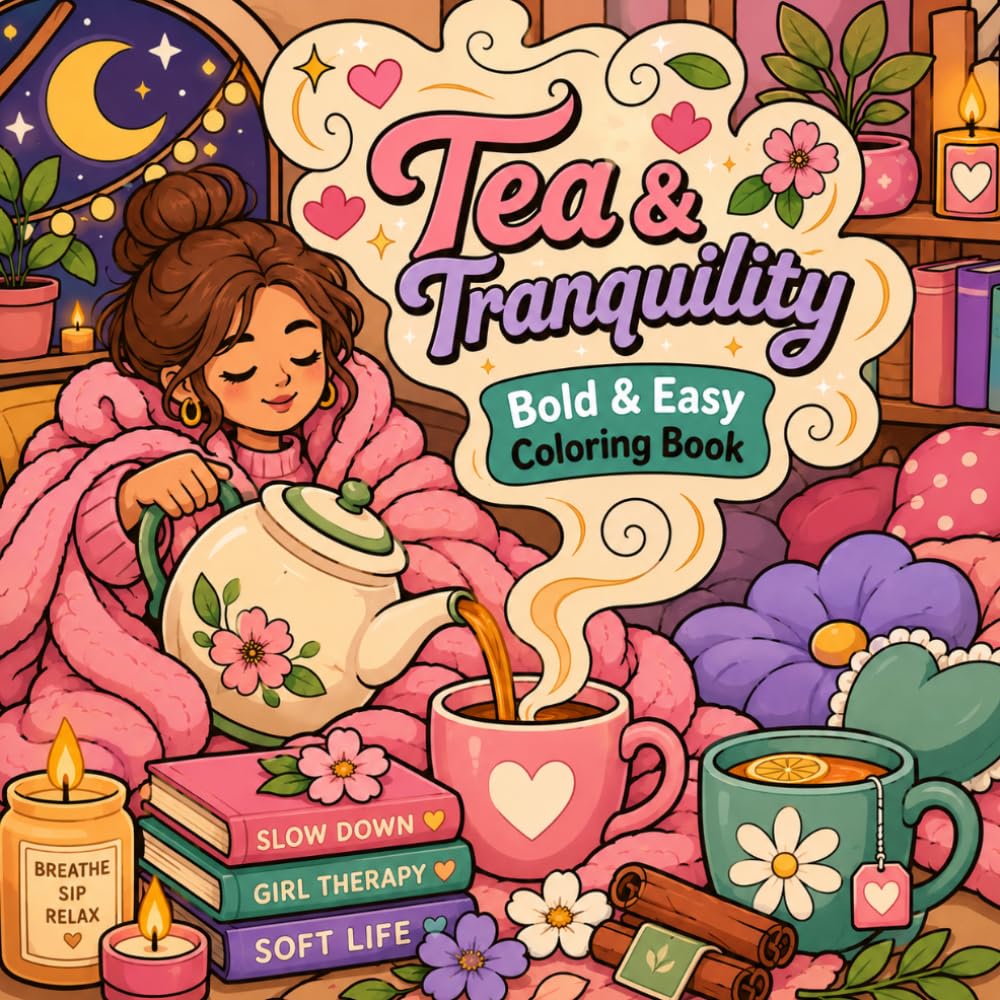 Tea & Tranquility: Bold And Easy Coloring Book (Soft Life Coloring Series)