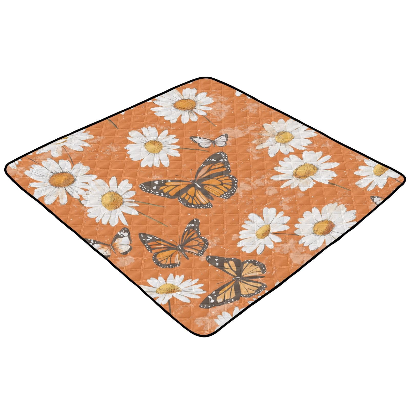 Kigai Butterfly Daisy Baby Play Mat for Floor and Playpen 50x50 inch Non-Slip Baby Activity Playmat Waterproof Foldable Crawling Mat for Infants Toddlers