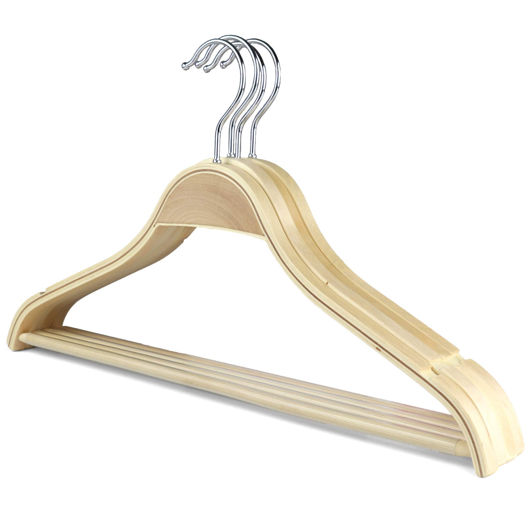 The Hanger Store Men's Silver 5 Laminated 'Scandi' Wooden Suit Coat Hangers, With Non Slip Trouser Bar And Notches