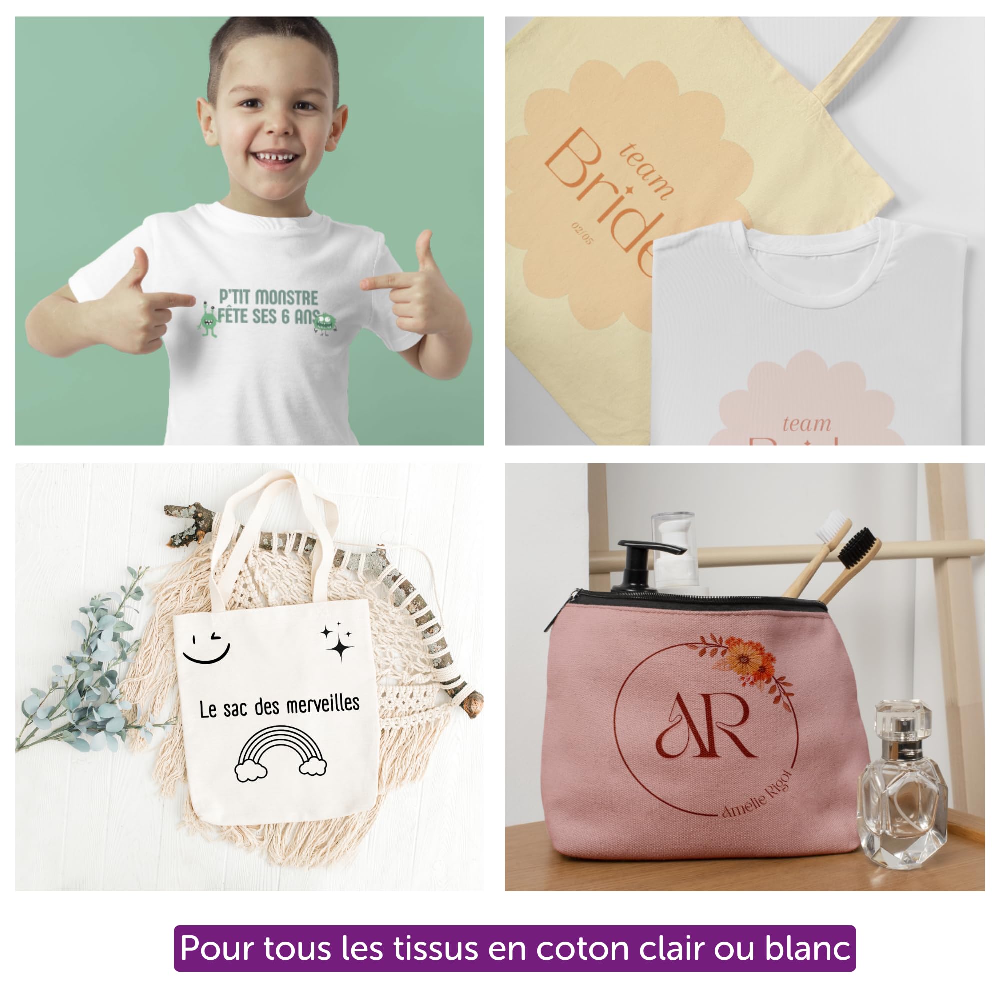 Avery Transferts Textile A4 8 feuilles impression jet encre pour motifs sur tissus clairs
