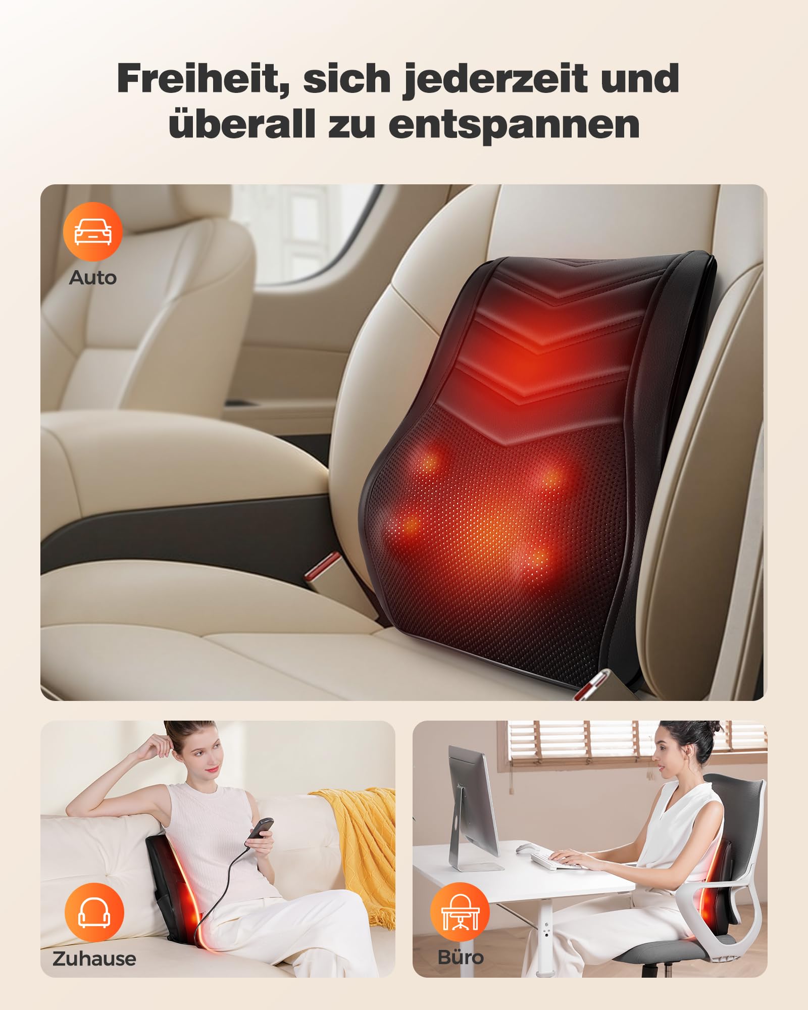 Boriwat Nackenmassagegerät mit Wärme, Shiatsu Massagegerät 3D Knet Rückenmassagegerät, Massagekissen für Nacken, Schulter Rückenschmerzen, Geschenke für Frauen Männer Papa Mama
