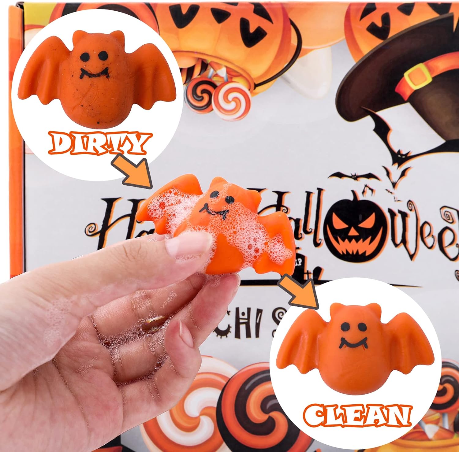 50Pack Halloween Goodie Bag Fillers Mochi Squishy Toys, Party Favors for Kids, Kawaii Squishies Fidget Toys, Stress Relief Toy Trick or Treat Stuffers Classroom Rewards Carnival Prize - Image 3