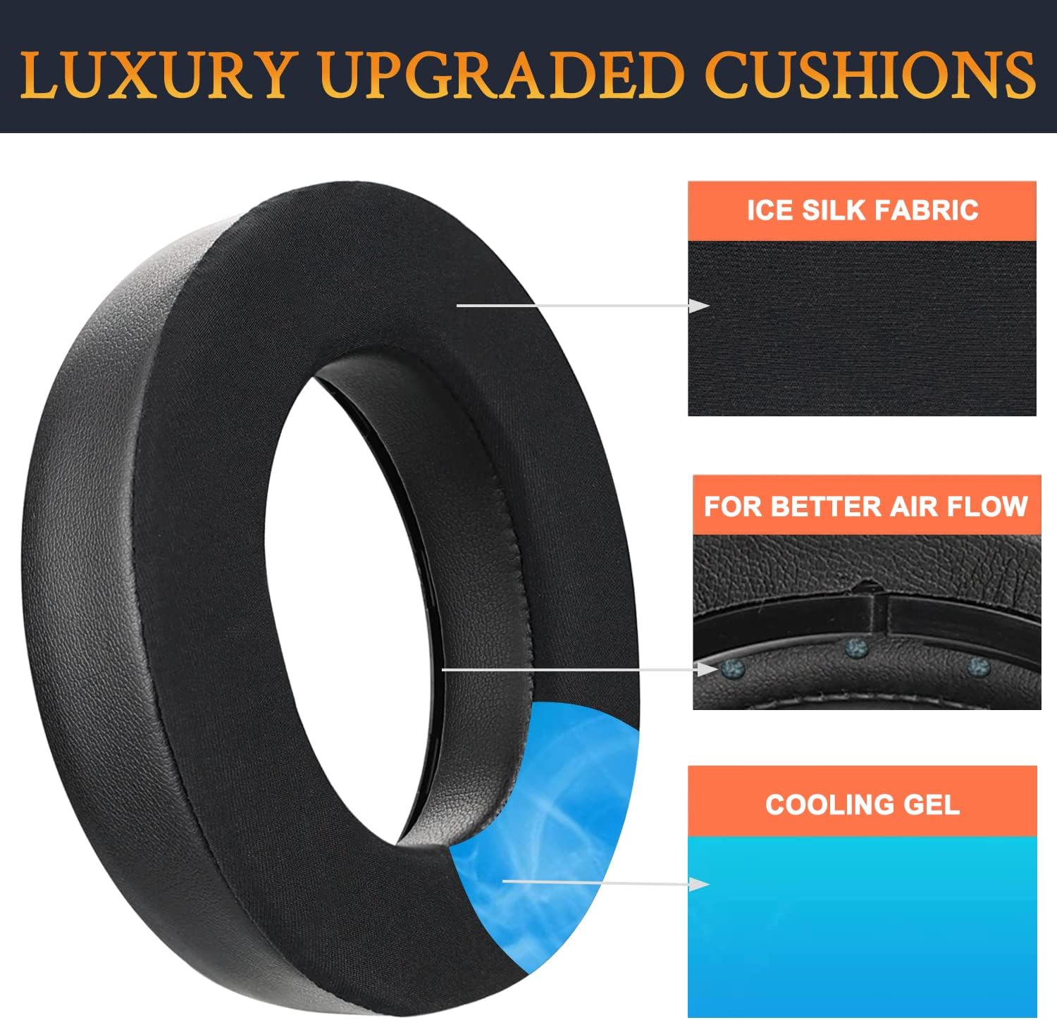 SOULWIT Cooling-Gel Earpads Cushions Replacement for Corsair HS70/Pro HS60/Pro HS50/Pro HS75 XB Gaming Headset/Headphones - Image 5