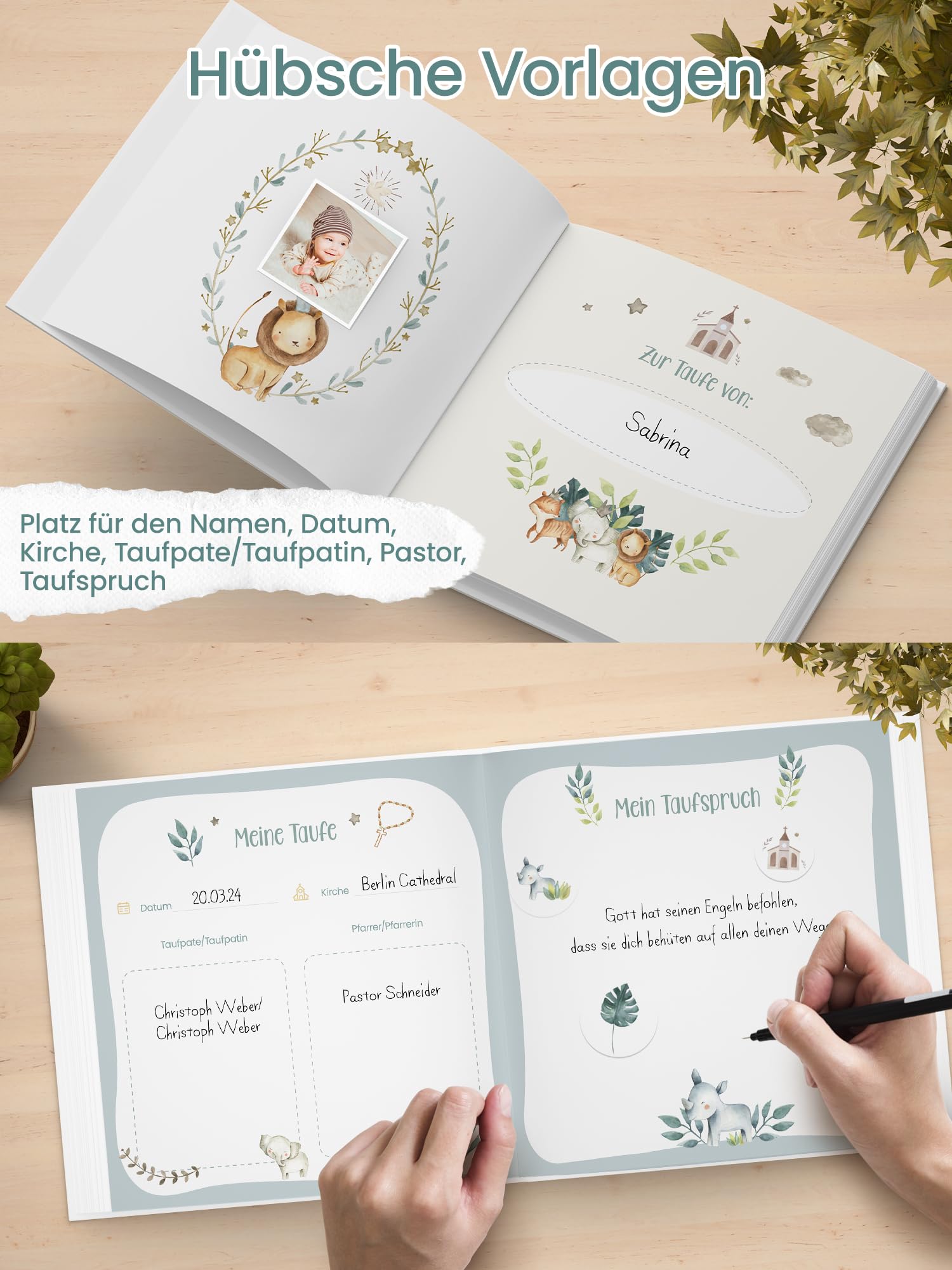 Legezon Meine Taufe – Gästebuch & Erinnerungsbuch zur Taufe mit Aufklebern | Taufgeschenk für Mädchen & Jungen, Patenkind | Taufalbum zum Ausfüllen für Glückwünsche & Fotos