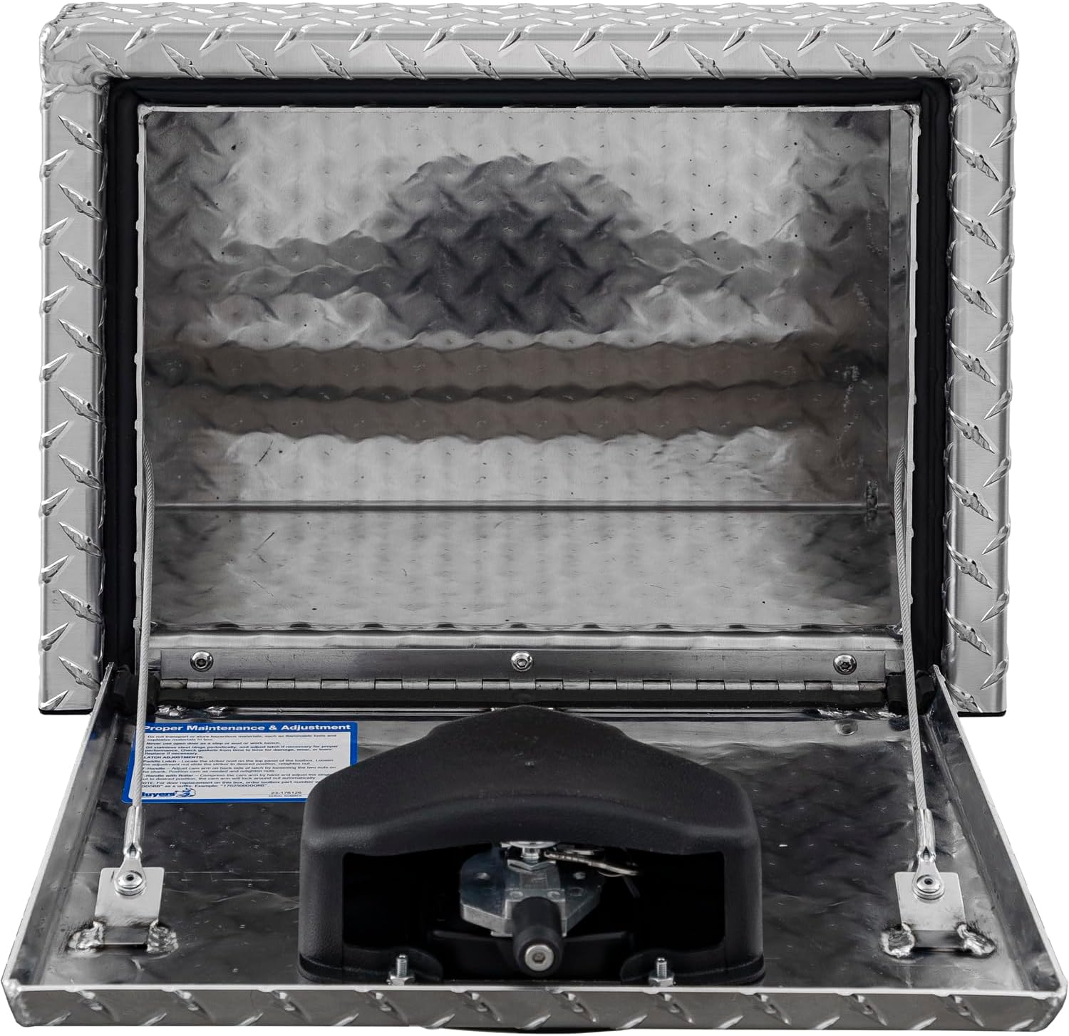 Buyers Products 1705166 Diamond Tread Aluminum Underbody Truck Box W/Slanted Back & Drop-down Door, 14/10.74x12x24 Inch, Special Fit Truck Tool Box For Rear Wheel Flat Beds & More