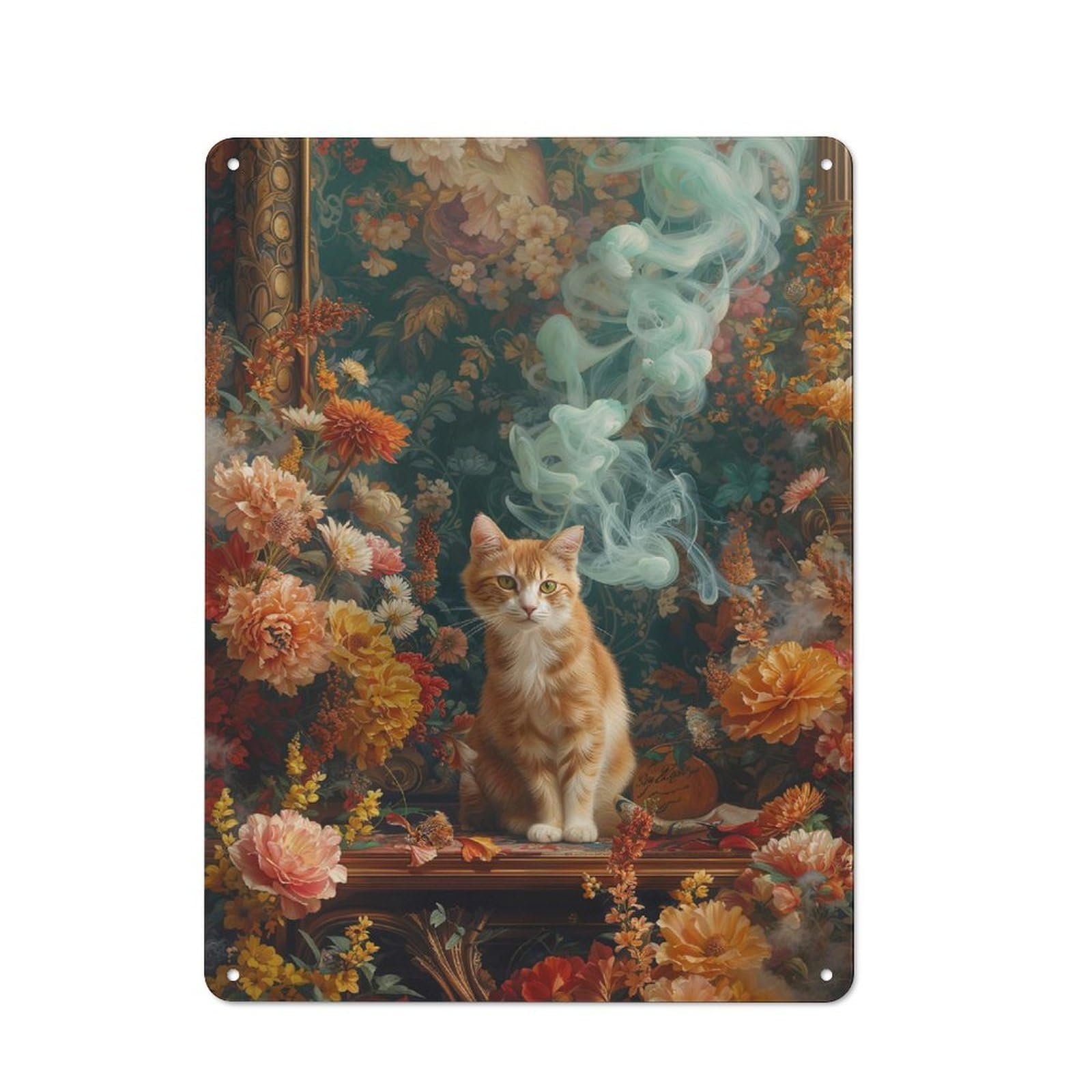 Junmoney Style-8 Floral Majesty Rustic Metal Plaque 40X30cm For Café Or Restaurant, Wall Decor For People Reorganising Café And Restaurant