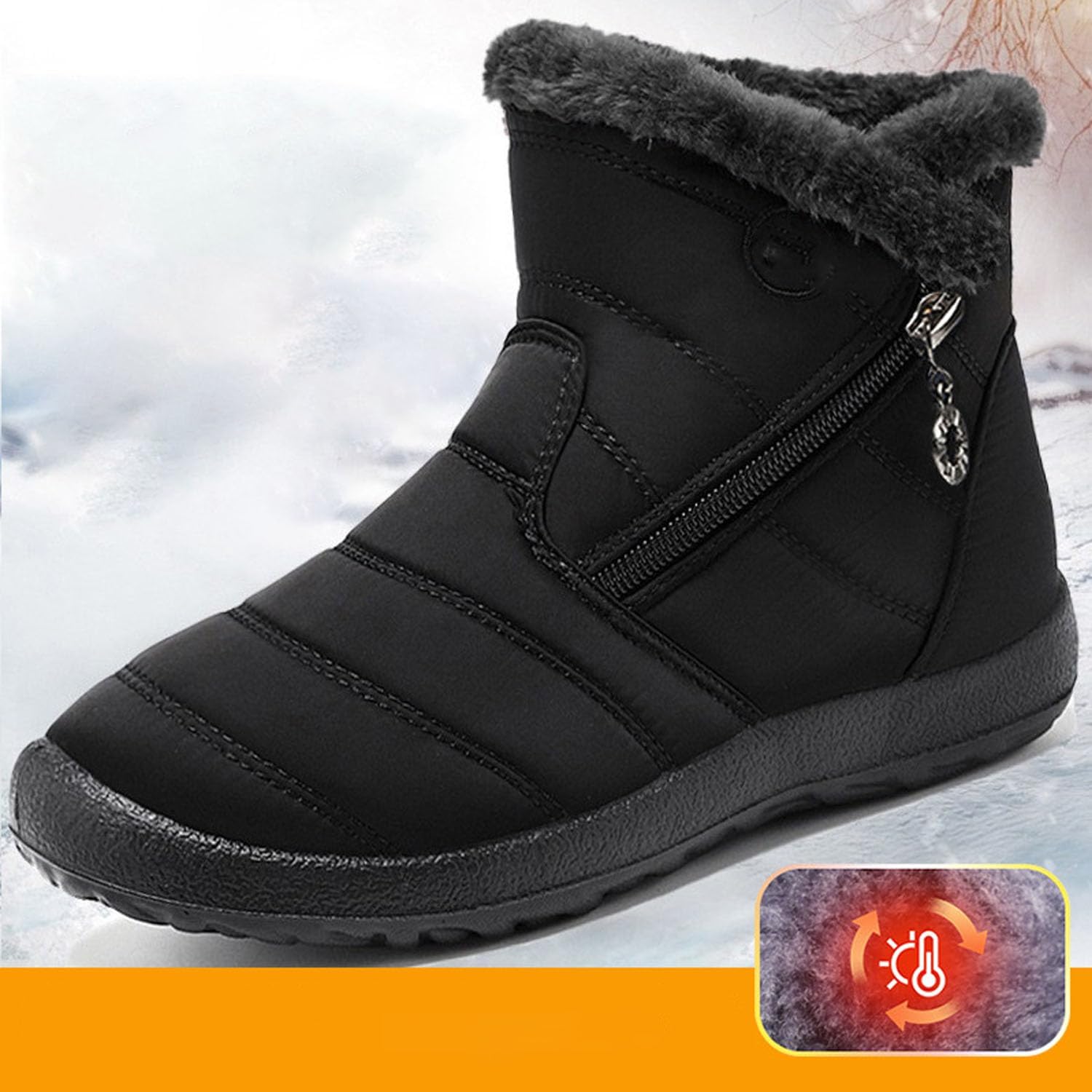 Women's Cozy Winter Waterproof Anti-Slip Boots,Winter Boots for Women Waterproof Womens Snow Boot Warm - Ankle Fur Lined Booties Outdoor