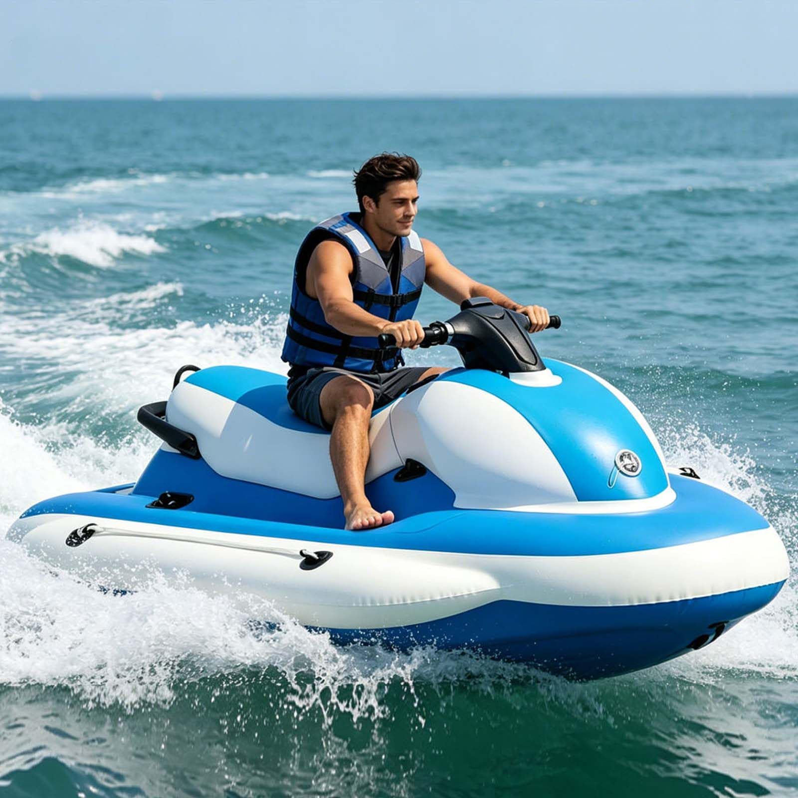 QFGain Electric Inflatable Boat Complete Kit with 500W Sea Scooter, Air Pump, Paddle, SUP Blade, Diving Handle, Dual Fins and Repair Tool Set Boat+500W10A