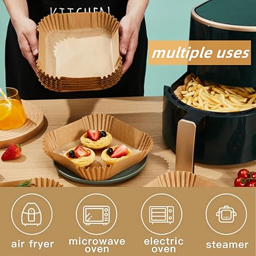Miniatura 4 de Forros de papel desechables para freidora de aire, papel pergamino antiadherente, accesorios para freidora de aire, a prueba de aceite, a prueba de