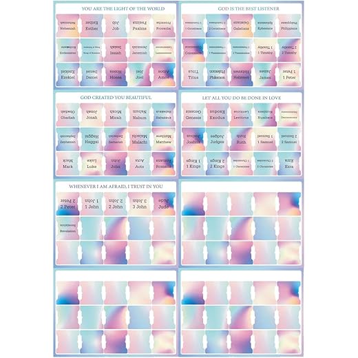 120PCS Bible Tabs, Rainbow Index Labels, 8 Sheets Per Set, Self-Adhesive Bible Tabs, Perfect for Bible Study and Quick Reference, Durable Laminated Design for Long Lasting Use, Punched Pockets