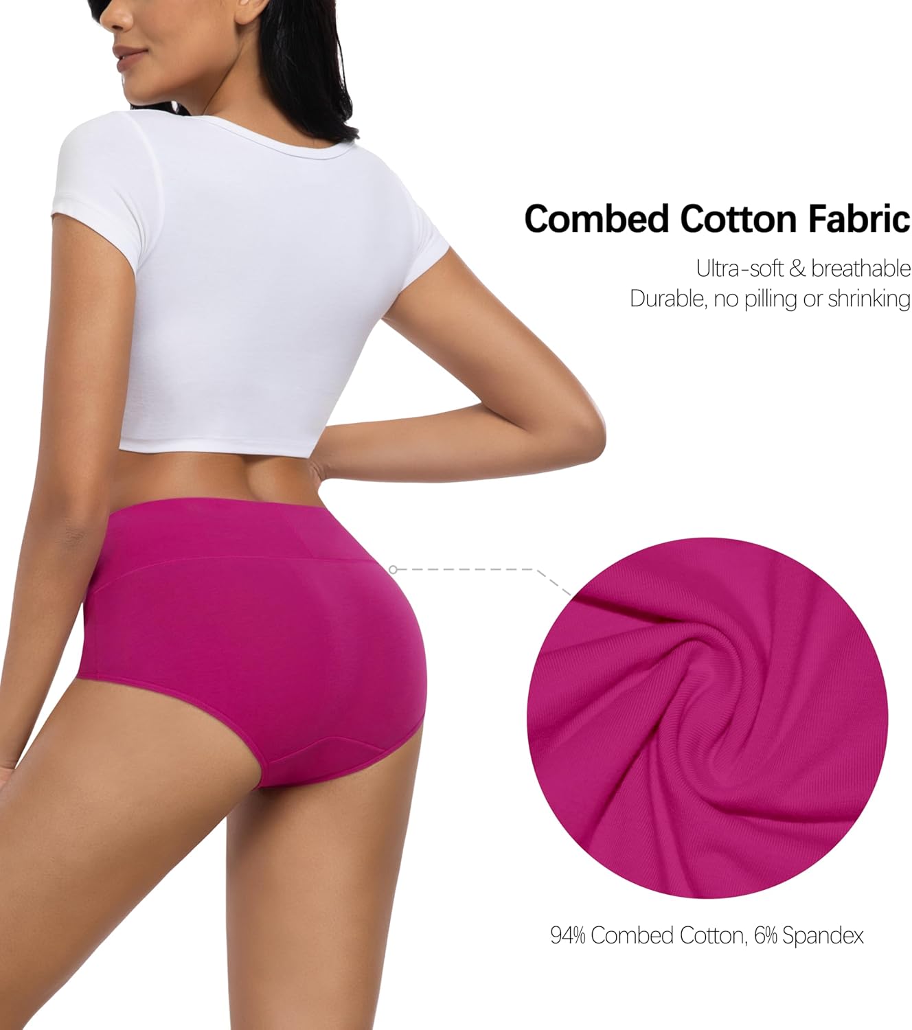 MIRITY Women's High Waist Cotton Underwear - Soft Full Coverage Briefs with Double-Layer Waistedband - Image 3