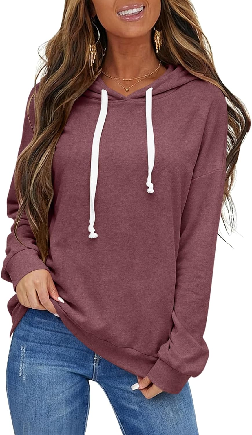 EasyGala Womens Casual Lightweight Hoodies Drawstring Long Sleeve Sweatshirt Loose Pullover Top Trendy Fall Clothes 2026