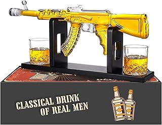 Whiskey Decanter AK47 Set with 2 Whiskey Glasses, Gifts for Men Dad Stocking Stuffers, Unique Christmas Anniversary Birthday Gift for Him Husband, Cool Presents liquor dispenser for Home Bar