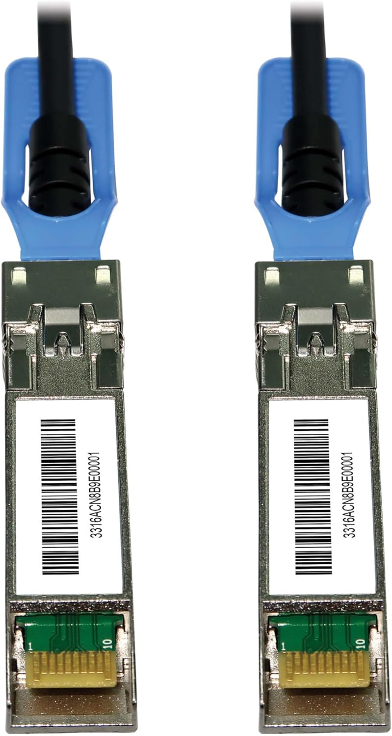 Tripp Lite Series SFP28 to SFP28 25GbE Passive Copper Twinax Direct Attach Cable, 5 Meters / 16.4 Feet, Male-to-Male, SFP-H25G-CU1M Compatible, Black, Lifetime Manufacturer's Warranty (N280-05M-28-BK)