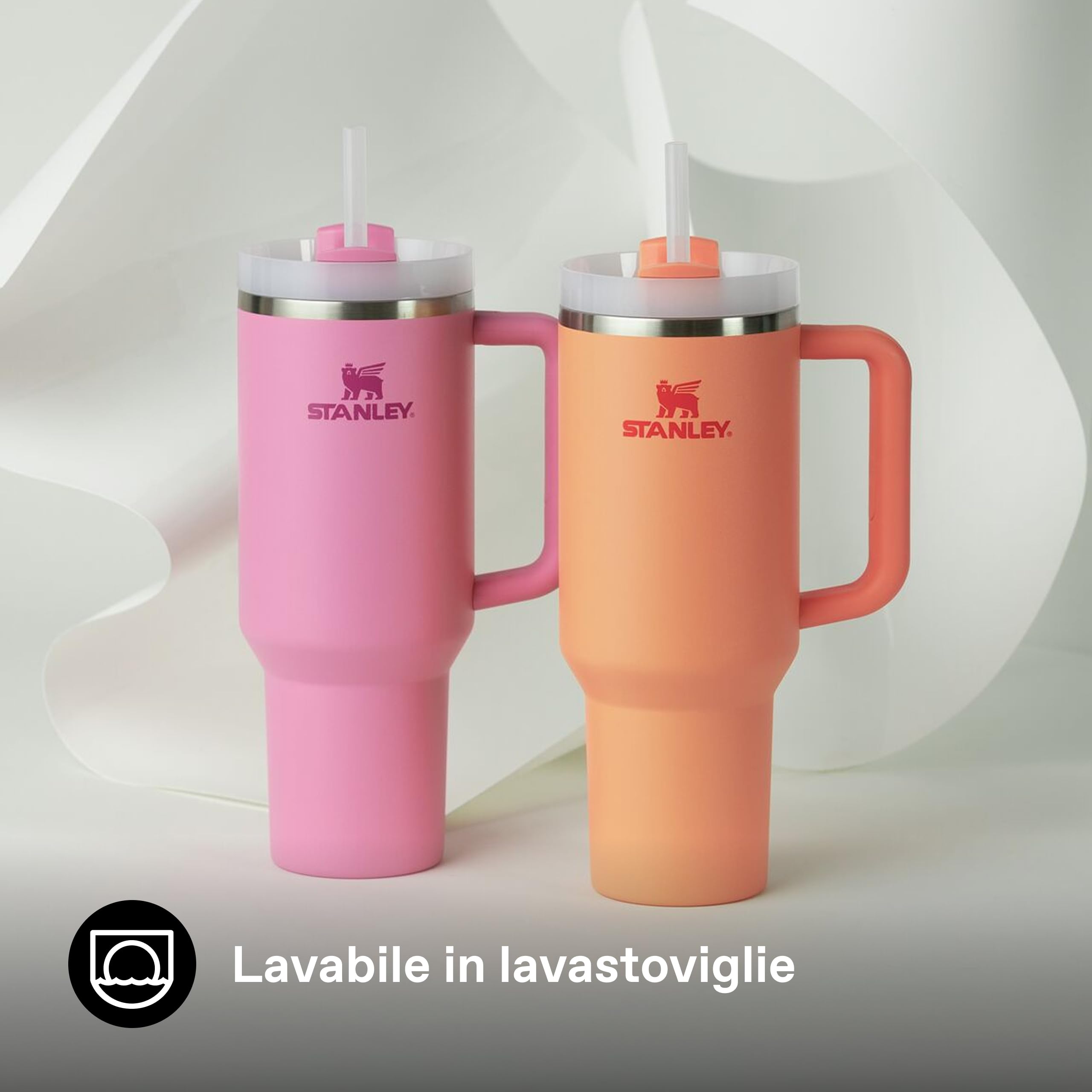 STANLEY 1913 Quencher H2.0 Flowstate Borraccia Con Cannuccia 1.2L - Freddo Per 11 Ore - Con Ghiaccio Per 48 Ore - Senza BPA - Tazza Termica Con Manico - Orange Sherbet