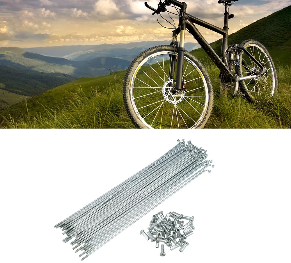 Szprychy rowerowe 13G 2,3 mm ze stali nierdzewnej 304 szprychy rowerowe 65-305 mm, srebrne szprychy koła J z miedzianym smoczkiem do rowerów górskich, rowerów elektrycznych, trójkołowych