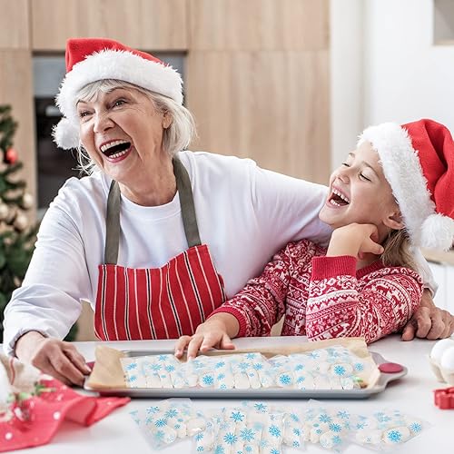 Miniatura 5 de Whaline 300 bolsas de celofán de Navidad bolsas autoadhesivas de copo de nieve blanco y azul bolsas de plástico para regalos de Navidad suministros
