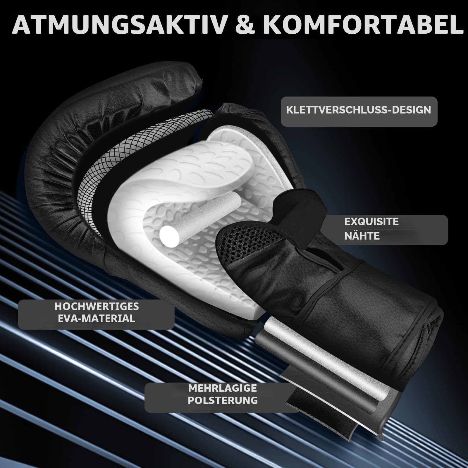 Boxhandschuhe, Muay Thai Kickboxen Sparring für Lange Haltbarkeit, Männer und Frauen Kickboxhandschuhe für Kampfsport, MMA, Sparring, Muay Thai und Boxen,12oz,14oz,16oz
