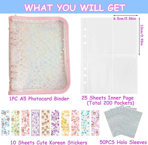 Vista 22 de Kpop Carpeta para tarjetas fotográficas de 3 pulgadas, libro con 50 fundas holográficas para tarjetas y calcomanías coreanas Kpop, álbum de tarjeta