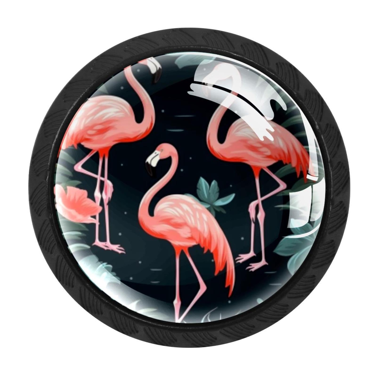 Chenzzzz Multicolored 10 4 Pieces Flamingo Rainforest Drawer Knobs, 35Mm Black Cabinet Knobs, Drawer Pulls And Knobs, Dresser Drawer Knobs, Cabinet Hardware Kitchen Cabinet Knobs