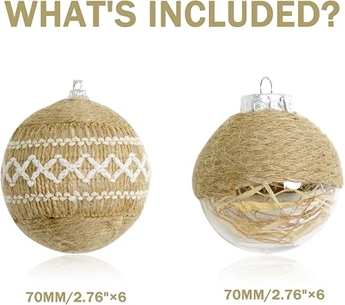 Miniatura 8 de XmasExp Adornos de bolas de Navidad de plástico transparente inastillables de 3.94 pulgadas, 6 piezas de decoraciones navideñas, juego de bolas de