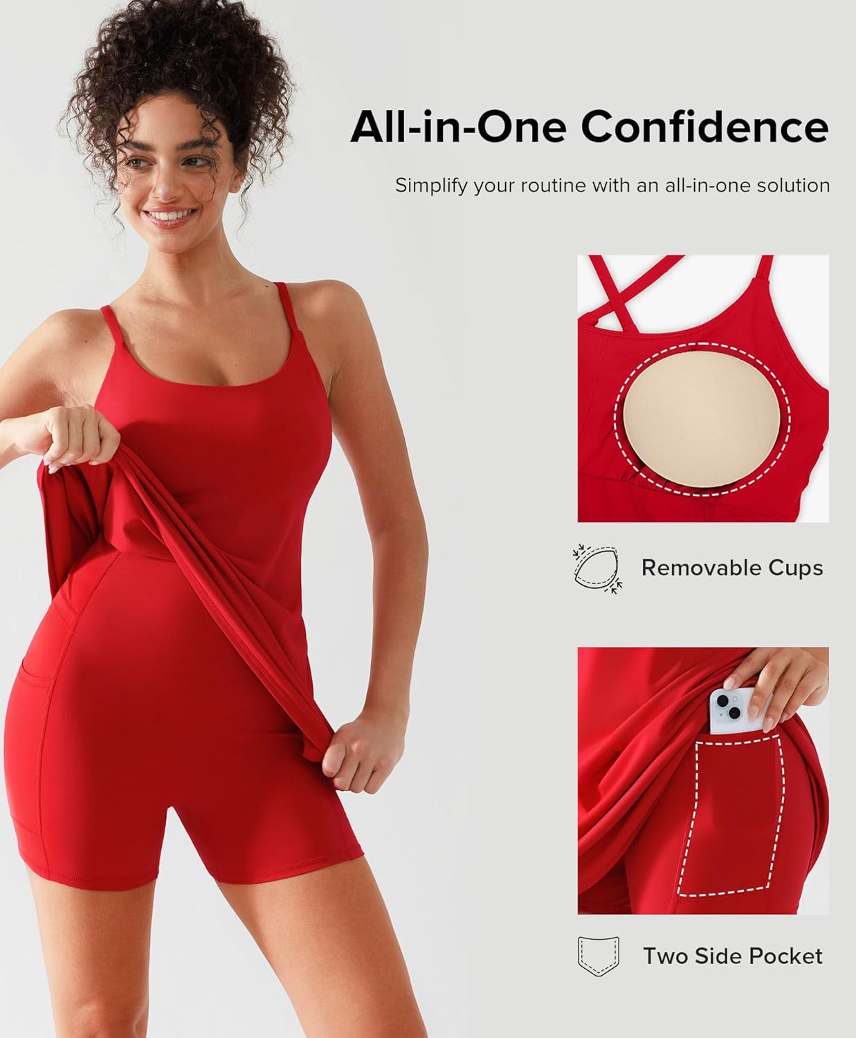 BRXL BrxlCourt Tennis Dresses for Women Athletic Dress Built-in Pull Down Shorts and Bra Removable Pads Pockets