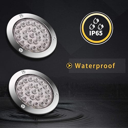 Miniatura 6 de NEWSUN Twins - Luces traseras LED de 4 pulgadas, 24 luces LED de alta potencia, luces de freno redondas rojas de 12 V de 4 pulgadas para Jeep,