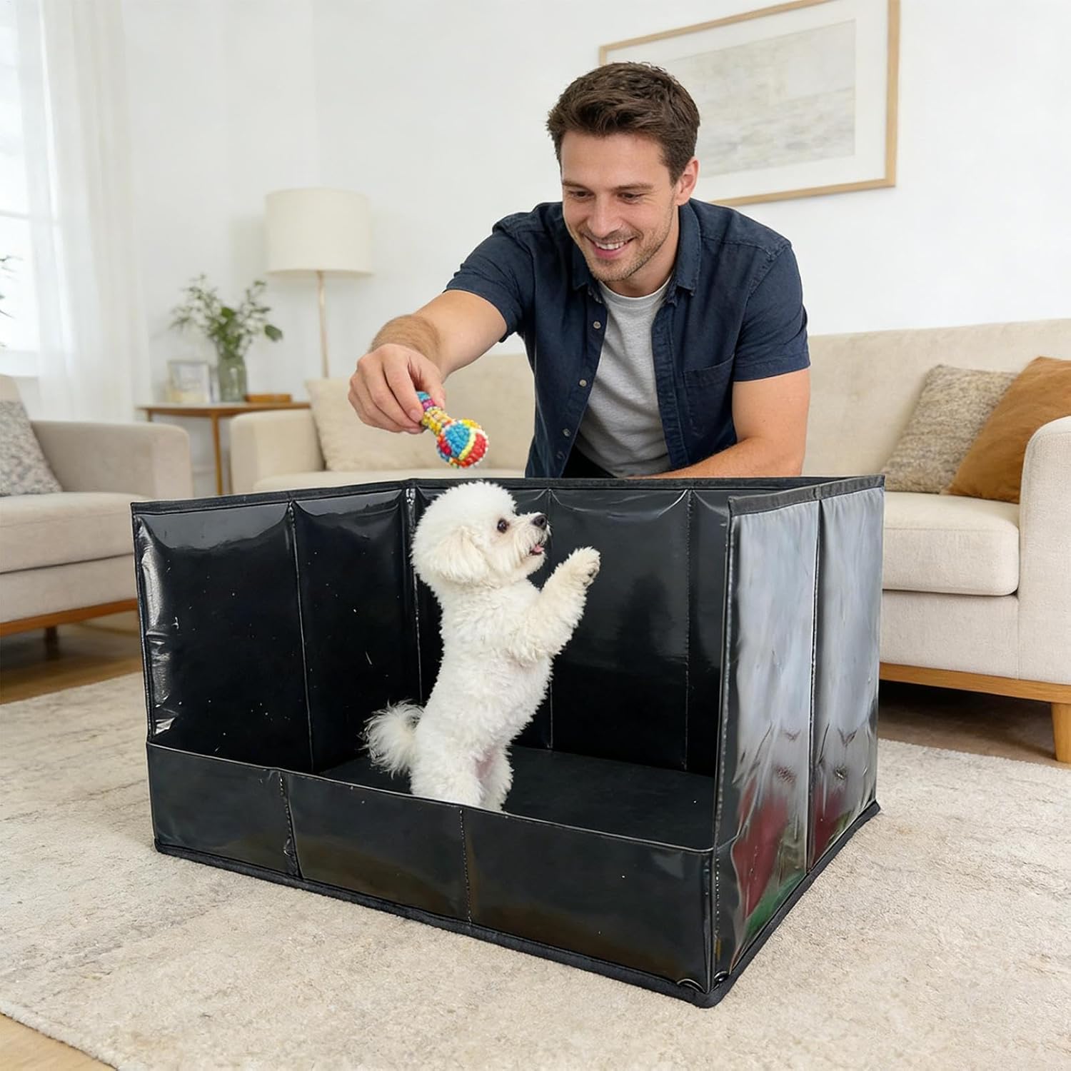 Genérico Dog High Walls Portable Foldable Waterproof Dog Pee Pad Holder for Home Apartment Living Room Balcony Outdoor Lib