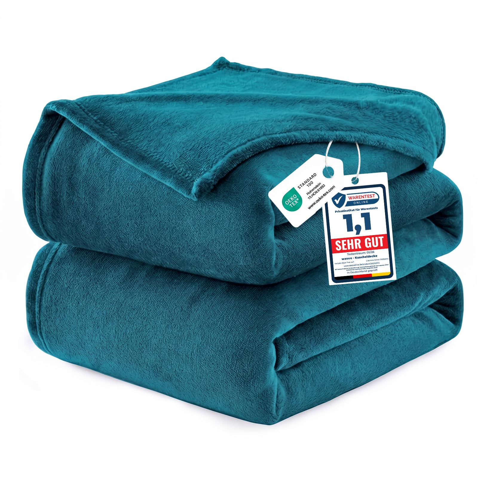 Wavve Teal Fleece Blanket Queen Size Xl 7Ft X 8Ft - Fluffy Soft Warm Versatile Large Throw Blanket For Bed/Sofa/Couch, 220X240 Cm