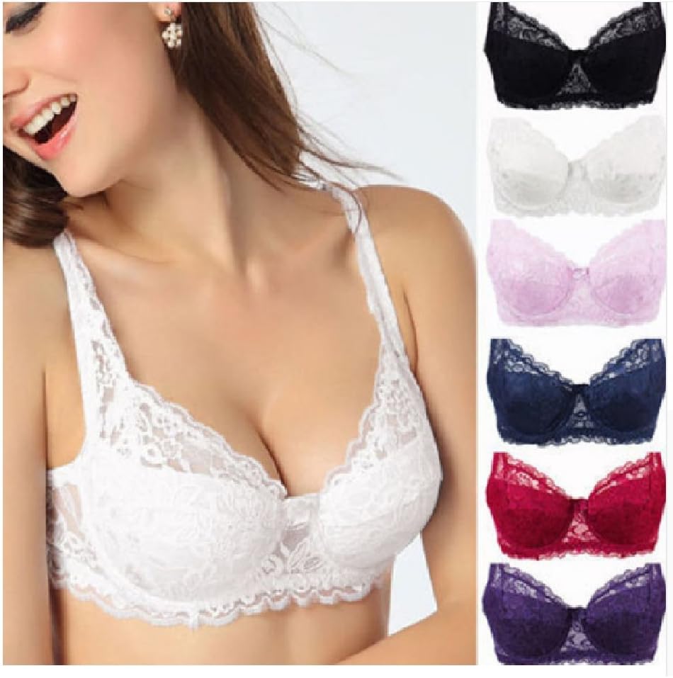 Herina, Sexy Lace Plus Size Bra Push Up, Big Size 3/4 Cup Underwire intimates push up bra ladies lingerie lace transparent.