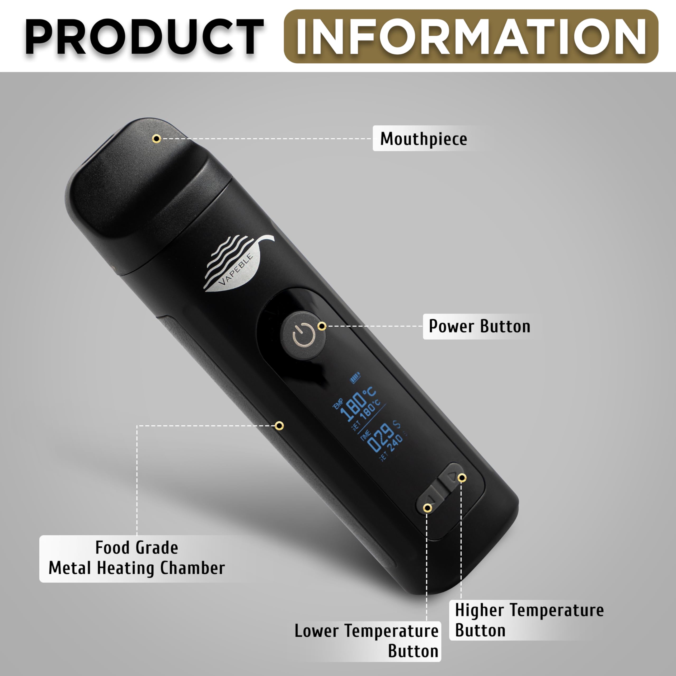 Vaporizer Nebel V2 Vaporizzatore compatto per erbe, sistema di vaporizzazione DHS, display OLED in 20sec a 160°C - 240°C, 2600 mAh vaporizzazione Intellisense per erbe secche oli e concentrati