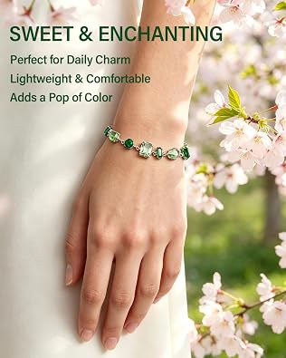 Silver Plated Green Gemstone Bracelet, Multi-Stone Birthstone Jewelry for Women - Dainty Everyday Wear, a Meaningful Gift for Her