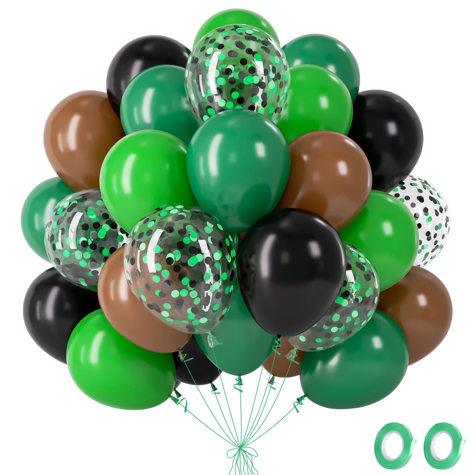 Green Brown Balloons - 60Pcs Brown Coffee Black Dark Green Balloons For Men Boys Jungle Safari Camo Hunting Woodland Dinosaur Miner Video Game Theme Birthday Decorations Graduation Baby Shower Party