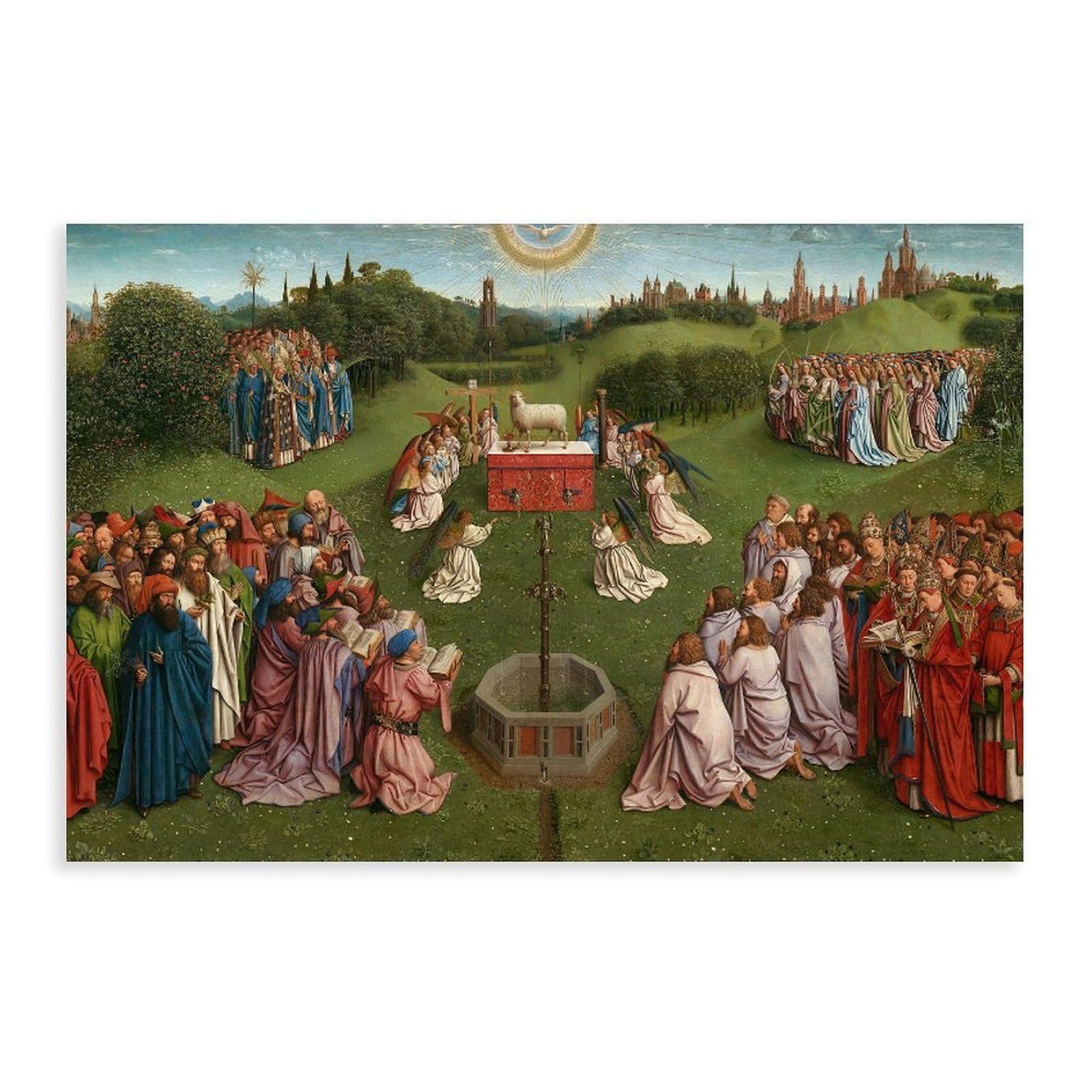 DFJyjFGJJ Jan Van Eyck,Adoration of The Lamb,Ghent Altarpiece,famous Art Prints Wall Decoration Poster Family Bar Restaurant Garage Cafe Art Sign Gift 12" L X 18" W