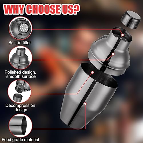 Miniatura 3 de Nitial Coctelera profesional de acero inoxidable, 6 unidades, mezclador de bebidas Martini, colador integrado para barman sin fugas, mezclador