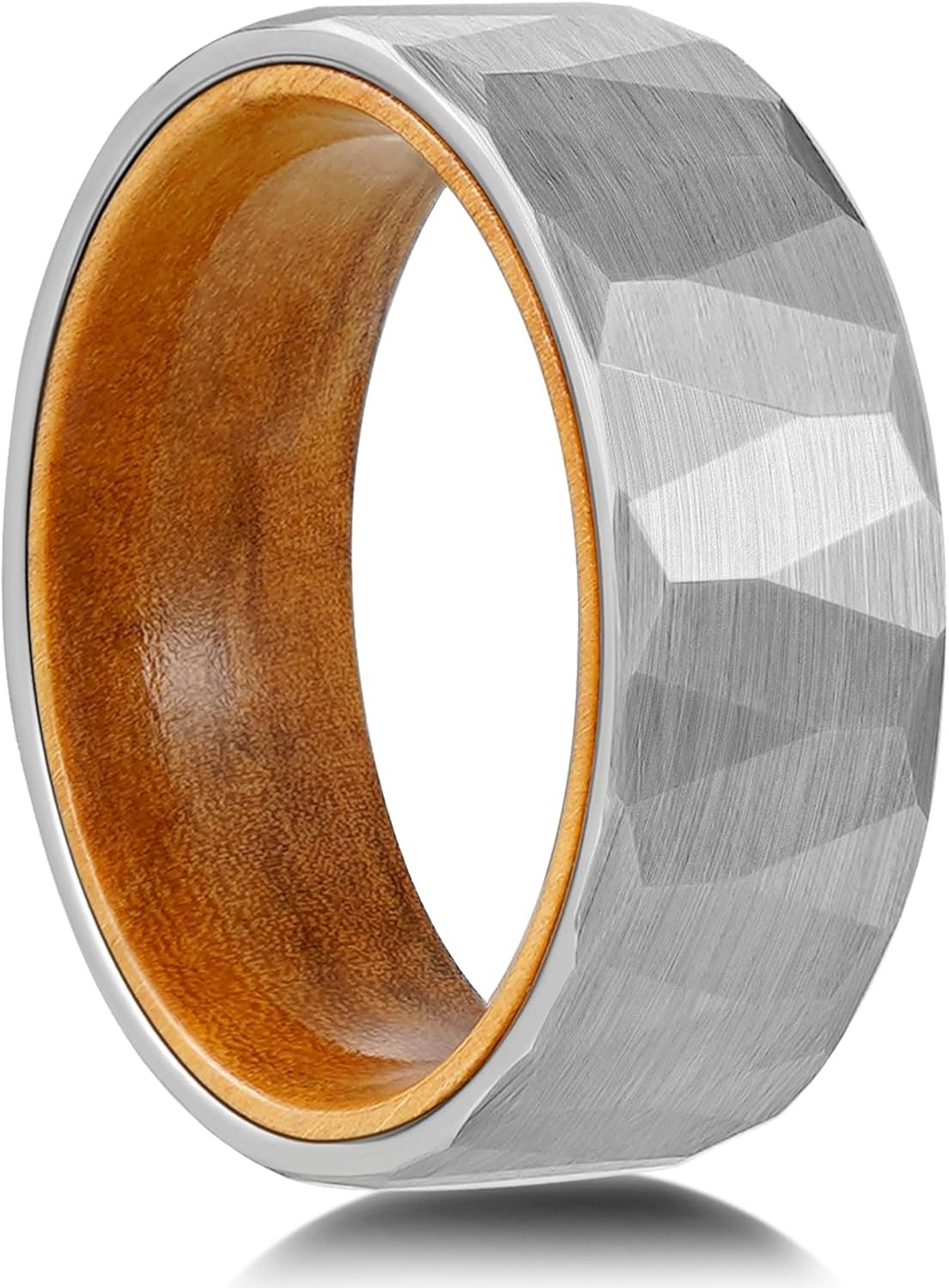 2/4/6/8mm Black/silver/gold Tungsten Rings for Men Womens Couple Fashion Jewelry Promise Engagement Wedding Band Hammered Inner ring inlaid with olive wood Carbide Polished Edge Comfort Fit