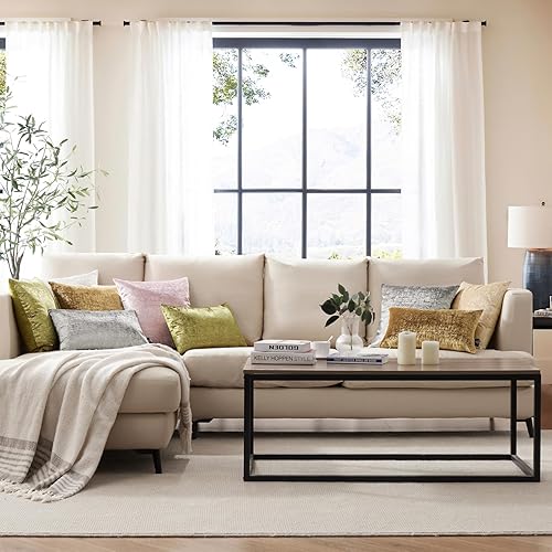 Miniatura 7 de Phantoscope Paquete de 2 fundas de almohada decorativas de terciopelo brillante sólido, funda de cojín cuadrada con purpurina dorada suave para