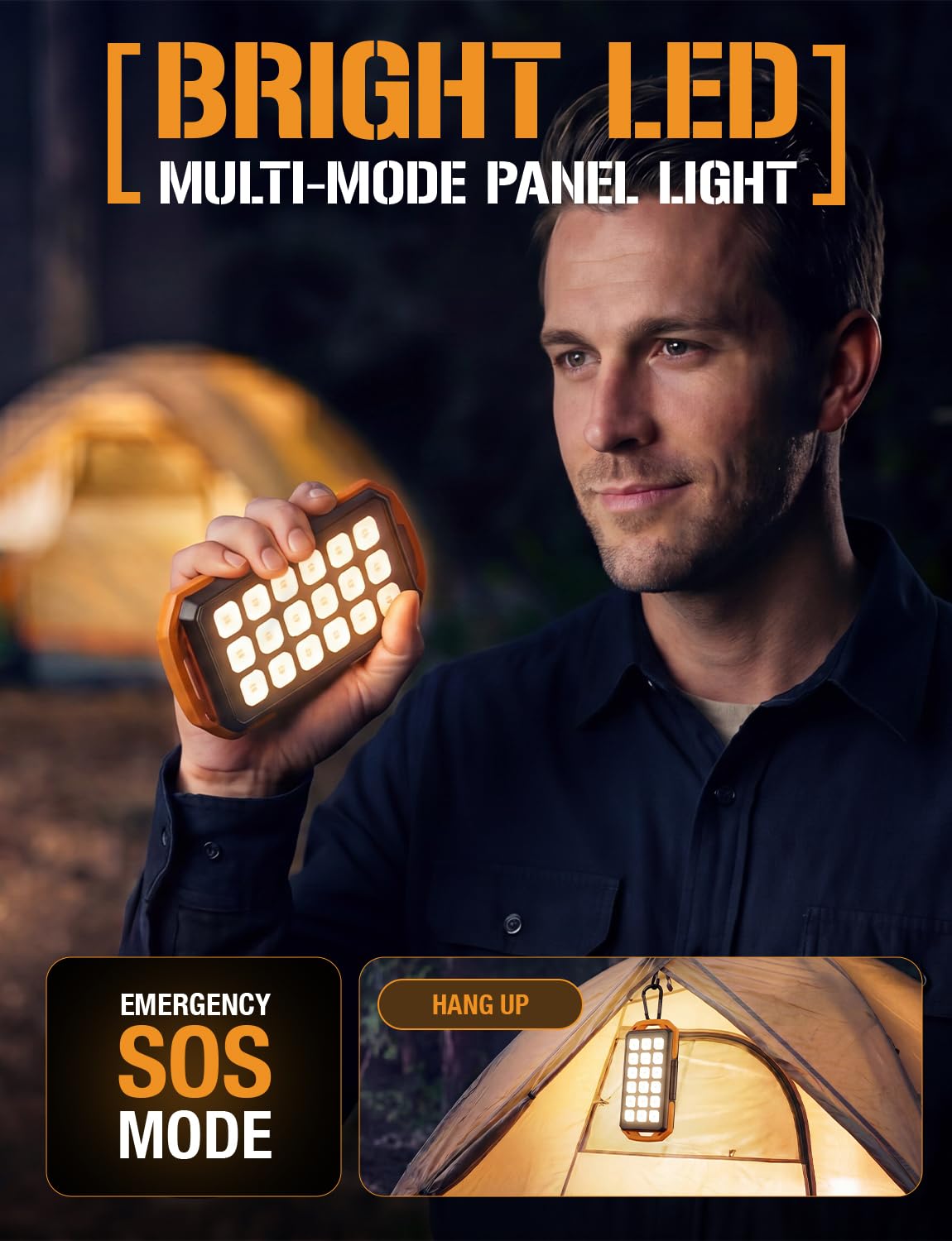 ToughTested Cargador portátil de energía solar dual de 10.000 mAh, batería externa IP65 impermeable y linterna LED de 18
