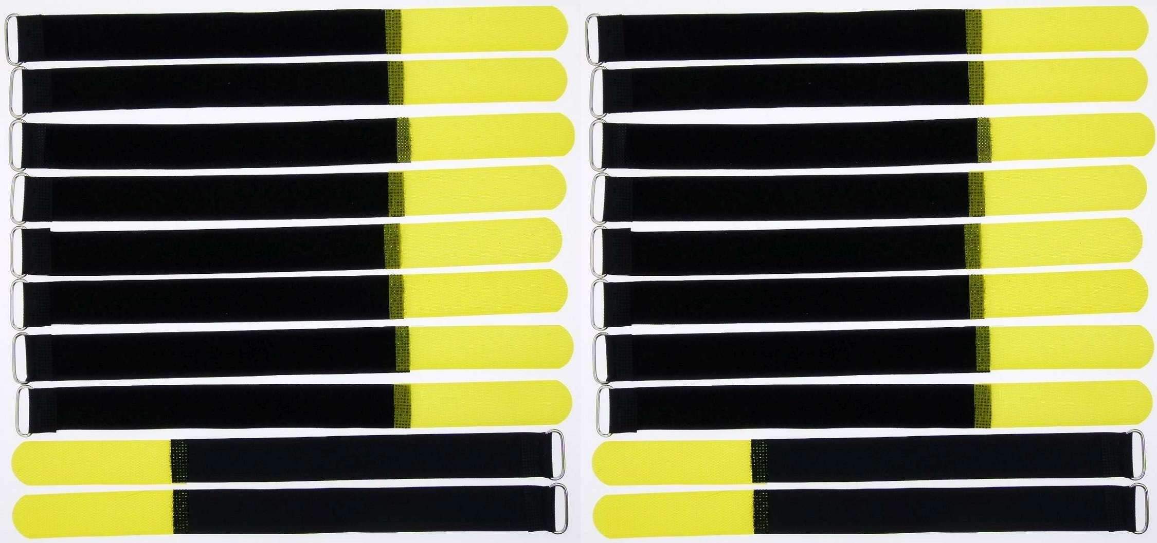 Produktbild von 20x Bie-Tec Kabelklettband 200x20 Mm Gelb – Mit Öse, Wiederverwendbarer Kabelbinder