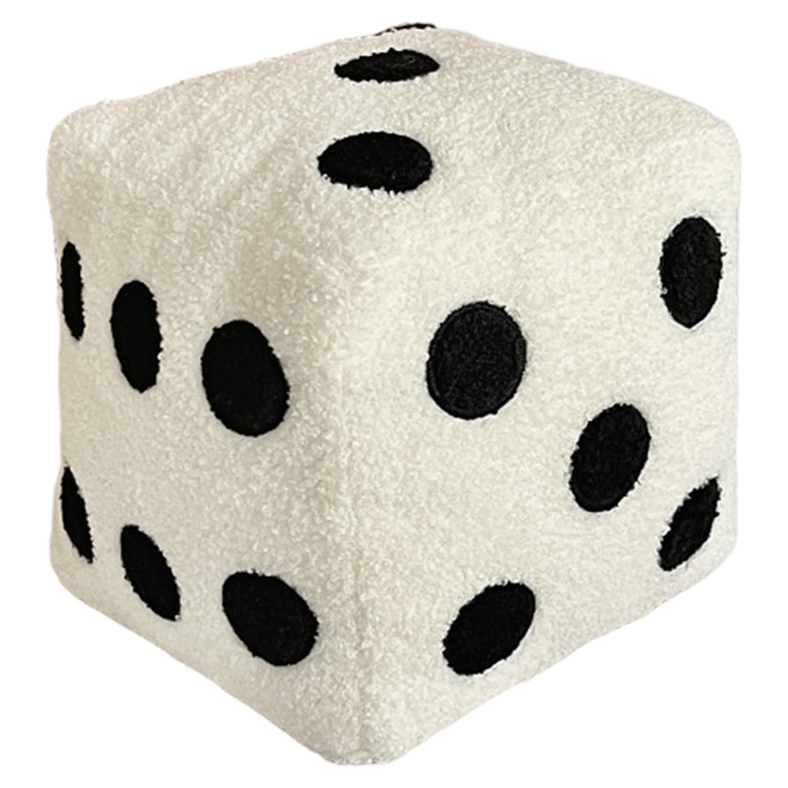 Coussin décoratif graphique en peluche blanche design cube