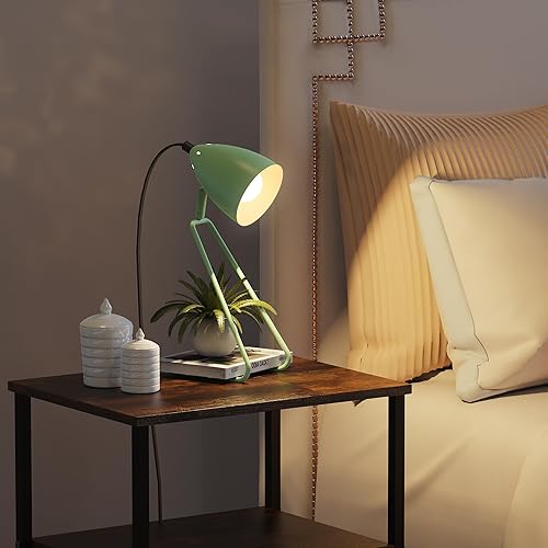 Miniatura 4 de PARTPHONER Juego de 2 lámparas de mesa pequeñas giratorias de 350, modernas lámparas de noche de lectura verdes, adecuadas para estudio, dormitorio,