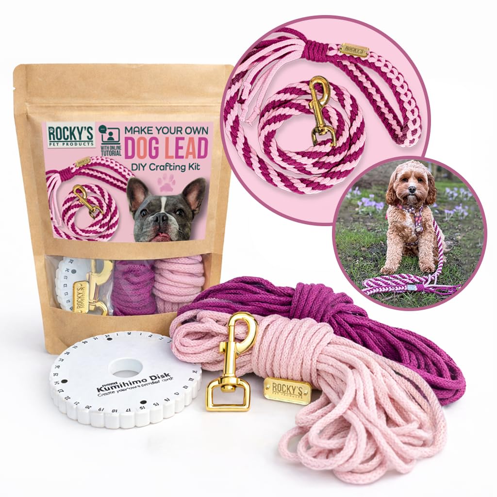 Make Your Own Pink Dog Lead DIY Crafting Kit for Beginners & Adults, Kumihimo Braiding with Complete Kit & Video Tutorial